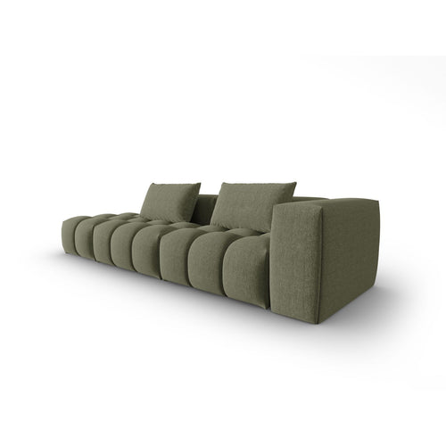 Cosmopolitan Design - Linker modulaire bank Verona 4-zits, structurele stof donker olijfgroen - 85x265x70cm