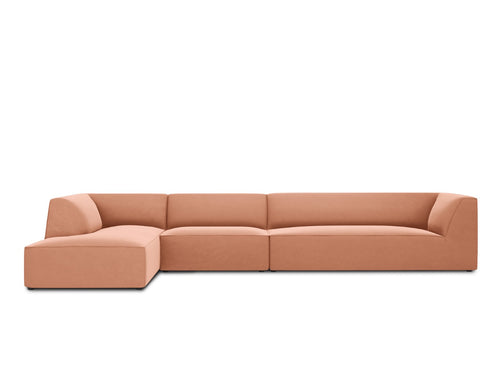 Micadoni linker hoekbank Ruby 5-zits, flueel, roze - 180x366x69cm