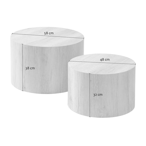 Calicosy - MAIA Set van 2 salontafels - Beige - 58x58x38 cm