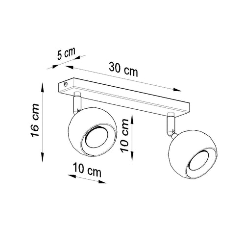 Sollux Lighting Plafondlamp OCULARE 2 wit - 30x10x16cm