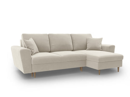 Cosmopolitan Design Omkeerbare converteerbare hoekbank met opbergdoos Kyoto 4-zits, flueel lichtbeige - 145x241x88cm