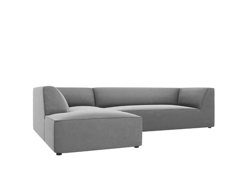 Micadoni linker hoekbank Ruby 4-zits, flueel, grijs - 180x273x69cm