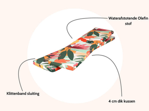 MaximaVida picknicktafel kussen Vaiana 146 x 30 x 4 cm 2 stuks - waterafstotend - vtwonen shop