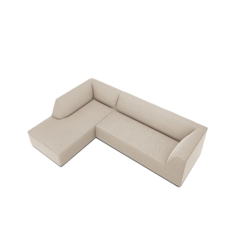 Cosmopolitan Design - Modulaire hoekbank links Siena 4-zits, flueel beige - 180x273x69cm
