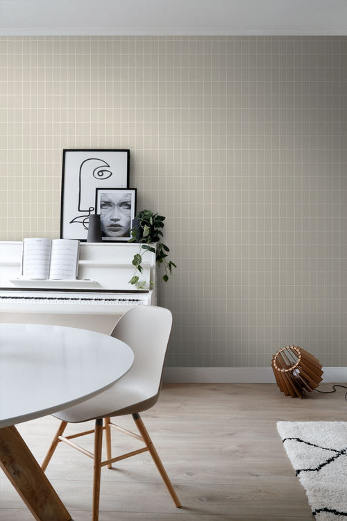 ESTAhome behang kleine tegeltjes beige - 50 x 900 cm - 131791