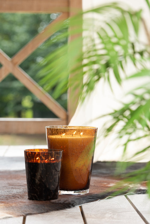 J-Line geurkaars Noa - Sandalwood - glas - bruin - medium - 68U