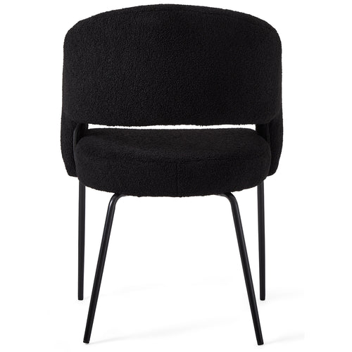 Furnhouse eetkamerstoelen armleuning Natalie - Zwart - Stof (Bouclé) - Set van 6