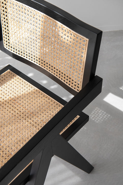 J-Line stoel Rooster - essenhout/rotan - zwart - vtwonen shop