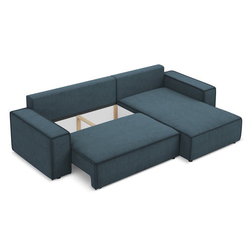 LaMiaSofa hoekbank rechts Livorno - textuurstof - jeans - 290x185x82