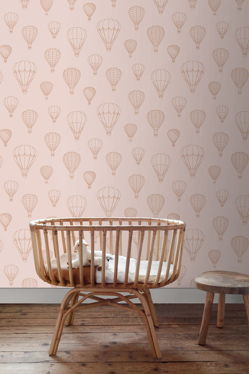 ESTAhome behang luchtballonnen terracotta roze - 50 x 900 cm - 139720 - vtwonen shop