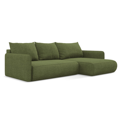 LaMiaSofa hoekbank rechts Palermo - chenille stof - flessengroen - 240x148x86