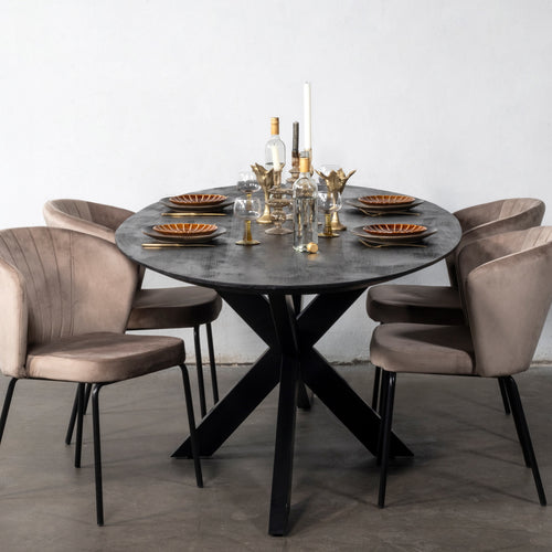 Giga Meubel Eettafel Diamond - Zwart Mangohout - 200x100x78cm