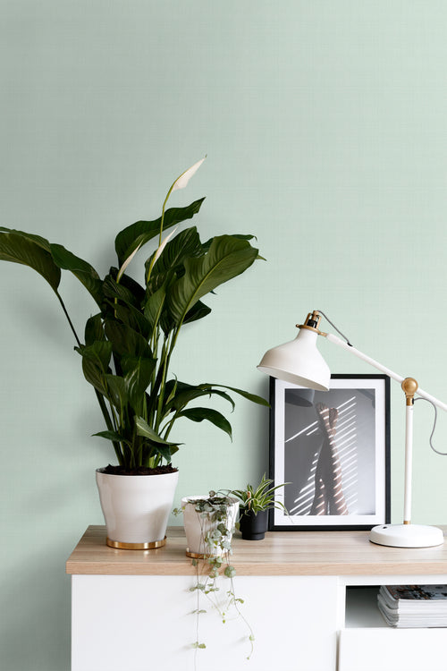 ESTAhome behang linnenstructuur mintgroen - 53 cm x 10.05 m - 139024
