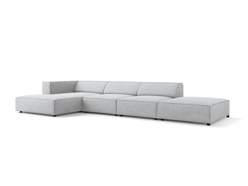 Cosmopolitan Design linker hoekbank Arendal 5-zits, chenille met ribbeleffect, lichtgrijs - 166x341x70cm