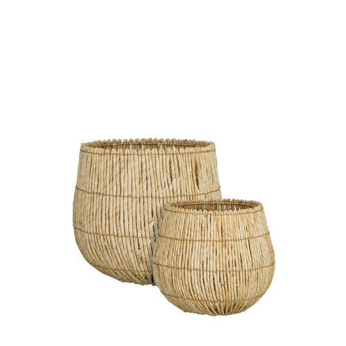 Mica Decorations Ronda Opbergmand - Set van 2 - H40 x Ø44 cm - Lichtbruin
