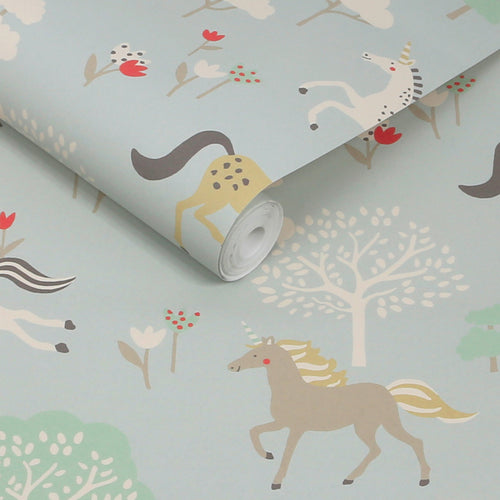Sophie Allport Vliesbehang Kinderkamer - Forest Ponies Witham Blue