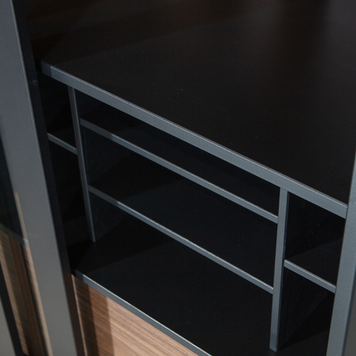 WOOOD vitrinekast James - Grenen - Zwart - 200x125x47