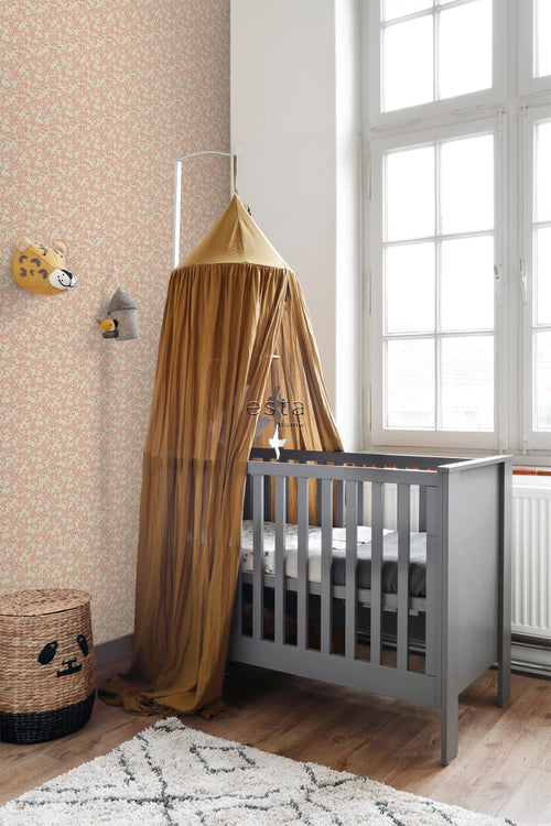 ESTAhome behang bloemetjes roze, groen en wit - 50 x 900 cm - 139469