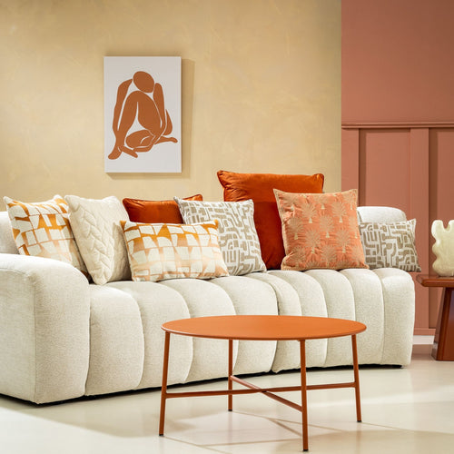 CYCAS - sierkussen 45x45 cm - boommotief - Carnelian - oranje