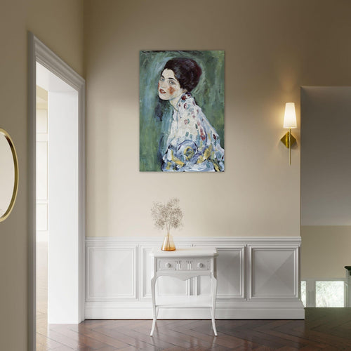 Artfulprints Poster Gustav Klimt - Portrait of a lady   - A4 21x29.7 cm - Donkergroen