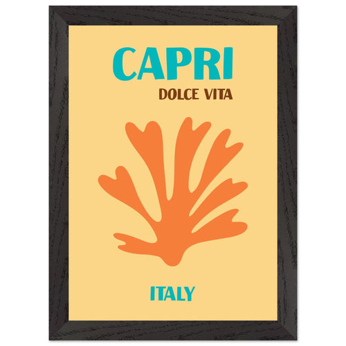 Artfulprints Poster met Lijst Italië - Capri   - A4 21x29.7 cm - Oranje