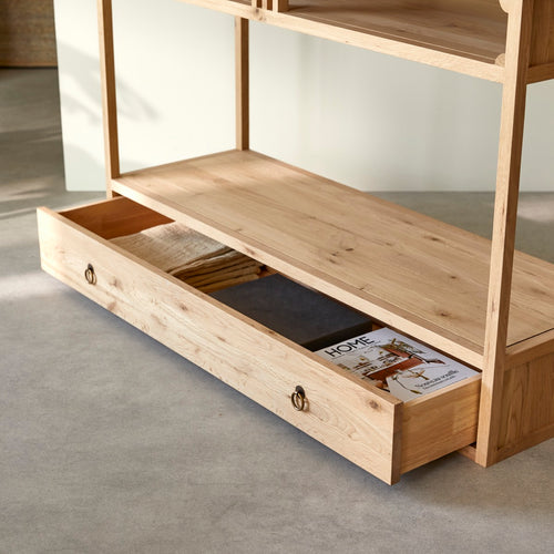 Tikamoon Bijzettafel van massief eikenhout met 1 lade - Naturel