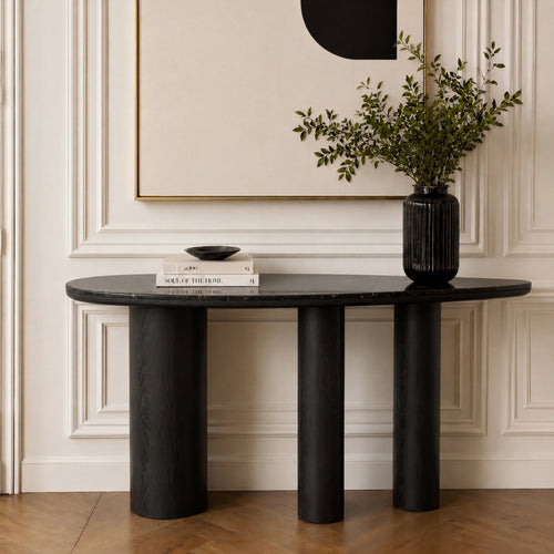 Premium Interiors - Console ARTE - multiplex en marmer zwart hout en zwart marmer 150cm