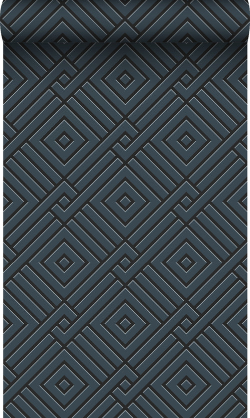 Origin Wallcoverings behang 3D grafisch motief donkerblauw - 50 x 900 cm - 347982 - vtwonen shop