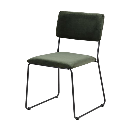 Lisomme John Eetkamerstoel Velvet Donkergroen - Stof - Zwarte Poten - vtwonen shop