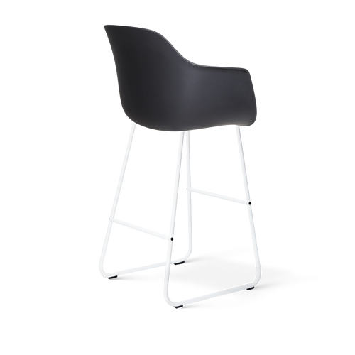 Nolon Nino-Liz barkruk zwart met warm oker zitkussen - wit onderstel - 75 cm