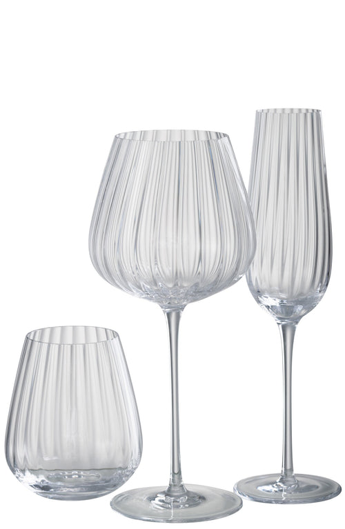 J-Line glas champagne Strepen - glas - 6 stuks