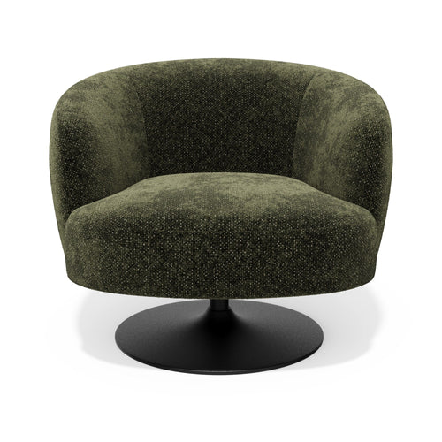 Sia Home - Draaibare fauteuil OSKA - getextureerd fluweel kaki-groen 77cm