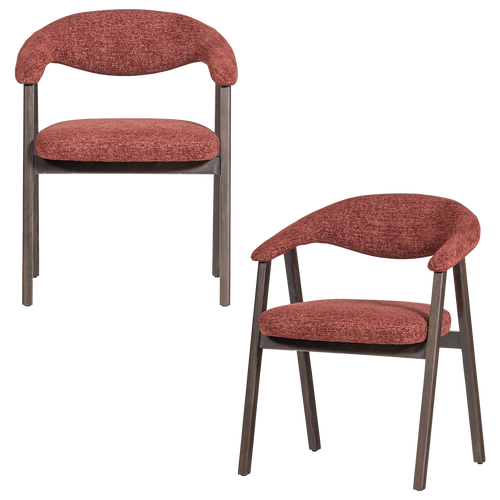 WOOOD eetkamerstoel armleuning bordeaux Avar - Set Van 2 - 77x60x60