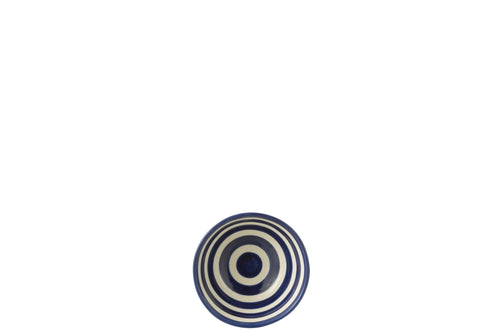 J-Line kom Granada Stripes High - keramiek - wit/blauw - small - Ø 14 cm