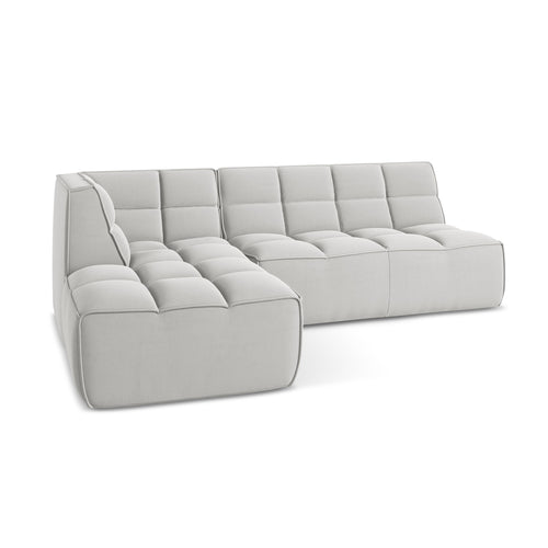LaMiaSofa Modulaire hoekbank rechts Belluno - velours - zilver - 258x178x75