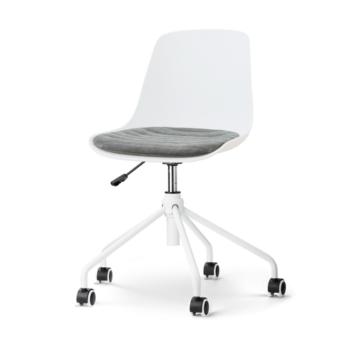 Nolon Nout-Liv eetkamerstoel wit met zeegrijs zitkussen - wit onderstel