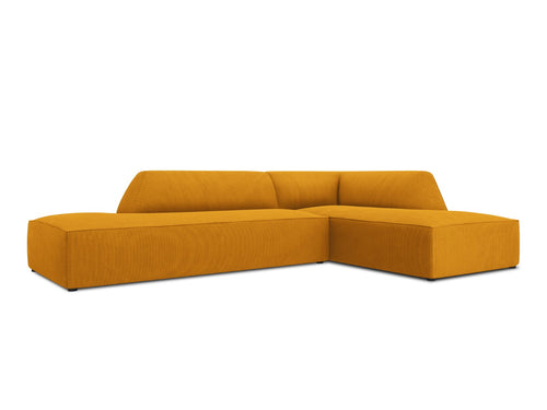 Micadoni - Rechter hoekbank "Ruby" 4 zitplaatsen, ribfluwelen, geel - 180x273x69cm