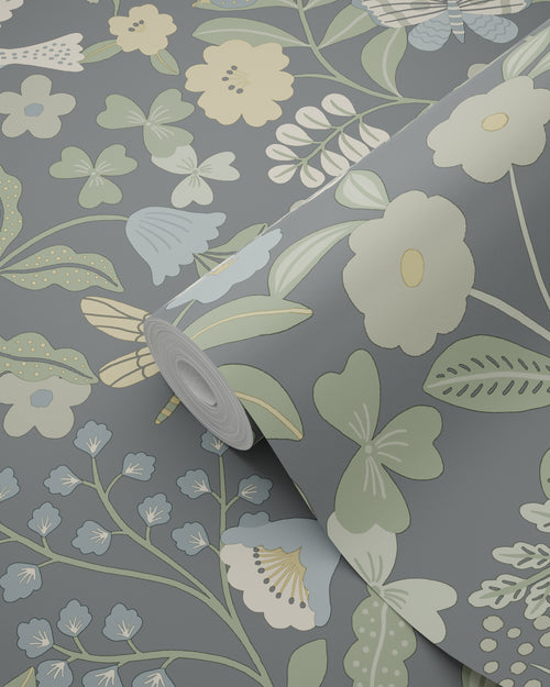 ESTAhome behang bloemen en vogels blauw en groen - 50 x 900 cm - 131464 - vtwonen shop