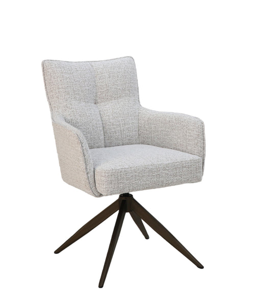 Giga Meubel Eetkamerstoel Bruce Beige - Draaibaar - Armleuning - Stof - Set van 2