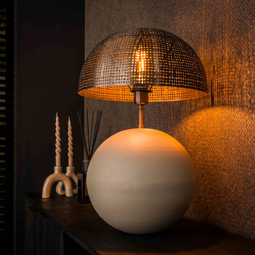 Giga Meubel Tafellamp Sphere - Natural Grijs - 1-Lichts - 31x31x57cm