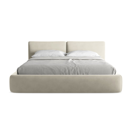 LaMiaSofa Bed met opbergruimte Milano - velours - parel - 200x228x82