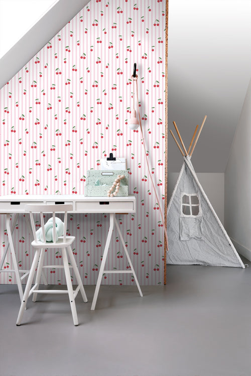ESTAhome behang kersen licht roze - 50 x 900 cm - 131654