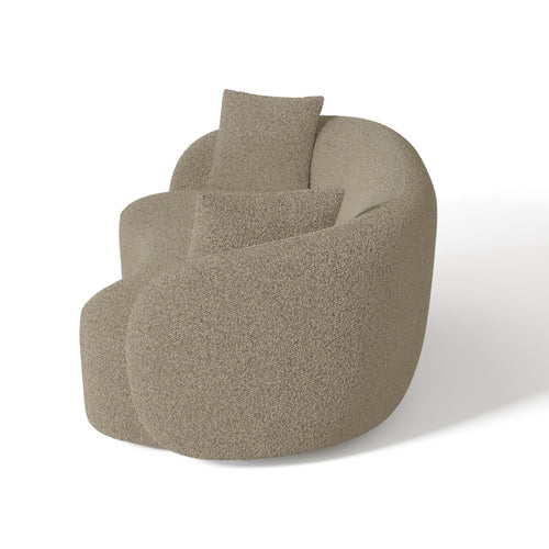 Sia Home - Rechte bank CELINE - Bouclette stof - Beige - 210cm