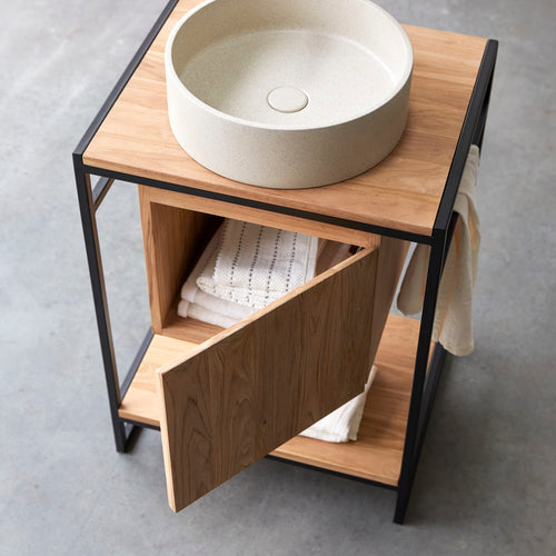 Tikamoon Badmeubel van massief teakhout en metaal 60 cm - Naturel - vtwonen shop