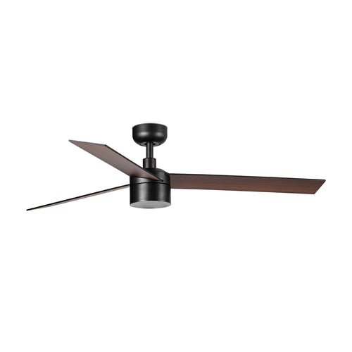 Faro Rudder Rudder Inbouwplafondventilator 132 cm TEK LED Mat Zwart, Walnootkleurige Bladen 2700K, 3 Omkeerbare Bladen