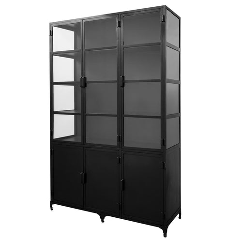 Giga Meubel Vitrinekast Lott - Zwart Metaal - 150x50x230cm