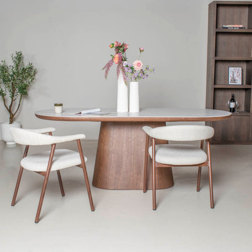 Giga Meubel Eettafel Alba - Wit Keramiek/Walnoot - 200x90x77cm - vtwonen shop