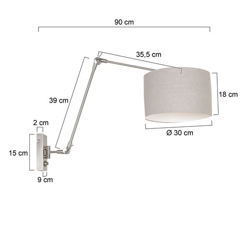 Steinhauer wandlamp prestige - 1 lichts - 90x 50 cm - mat chroom grijs