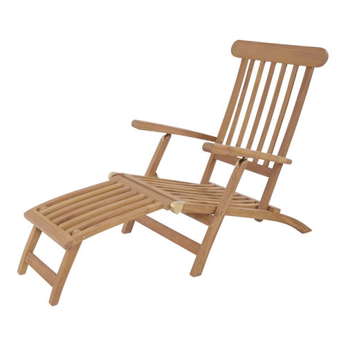 Lesli Living deckchair teak - zwart - 148x60x90cm