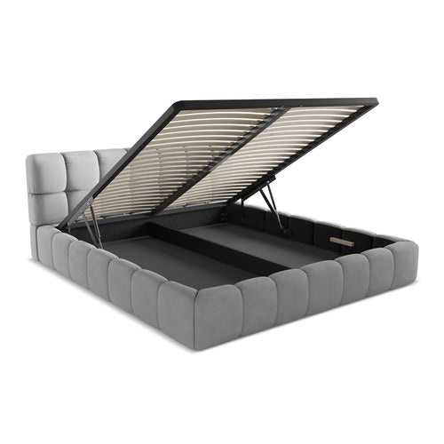 LaMiaSofa Bed met opbergruimte Roma - chenille stof - lichtgrijs - 200x228x82
